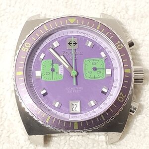 Zodiac Sea Dragon Men's Purple Date Chronograph Swiss Made Watch Seven Jewels SS